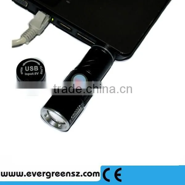 LED Zoom Aluminum Alloy Flashlight Torch Lamp 3 Modes Rechargeable USB Camping Flashlight