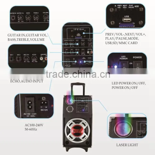 6.5 inch cheap subwoofer speaker wth battery,USB,SD L-107