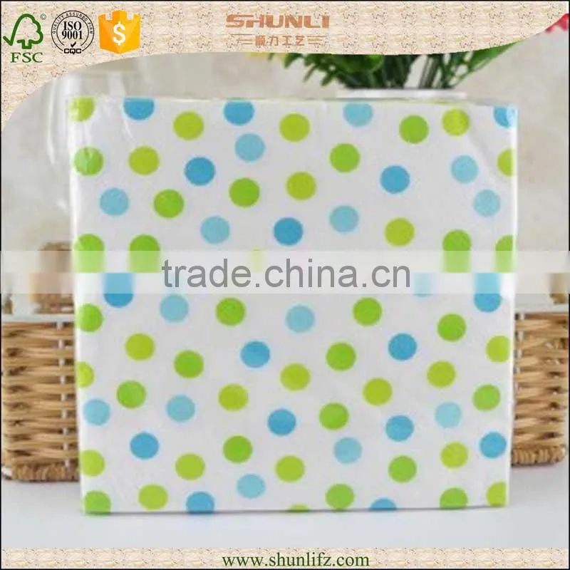 disposable blue square dot party paper napkin with OEM