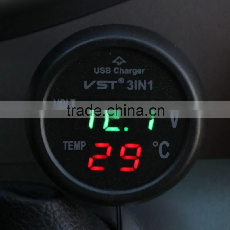 New Car Charger Dual USB DC 12V 2.1A Universal Adapter With Voltage/temperature/Current Meter Tester Digital LED Display