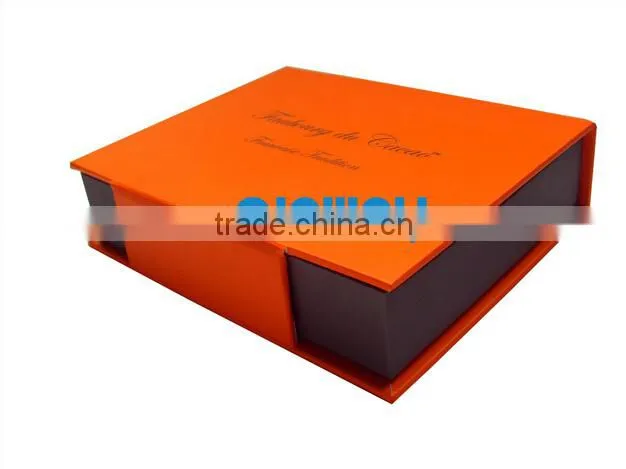 Luxury chocolate gift packaging box with satin ribbon custom design