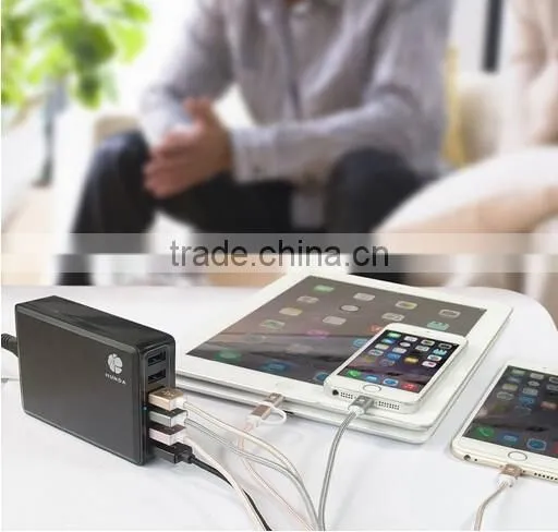 HUNDA 6 Port Desktop Charger USB Station 40W-60W 6-port USB Hub for Iphone 6/6 plus
