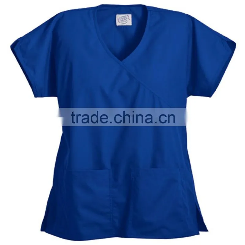 S.C.R.U.B.S. 100% Cotton Unisex Scrubs 1-Pocket V-Neck Top Brushed Poplin Scrubs Suits