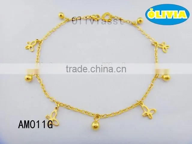 Olivia Jewelry 2016 Wholesale Alibaba Stainless Steel Gold Charm Jewelry Anklet