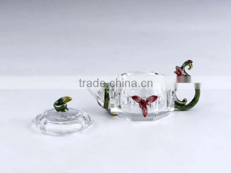 RORO Chanson orchid enamel crystal glass tea set for home decoration