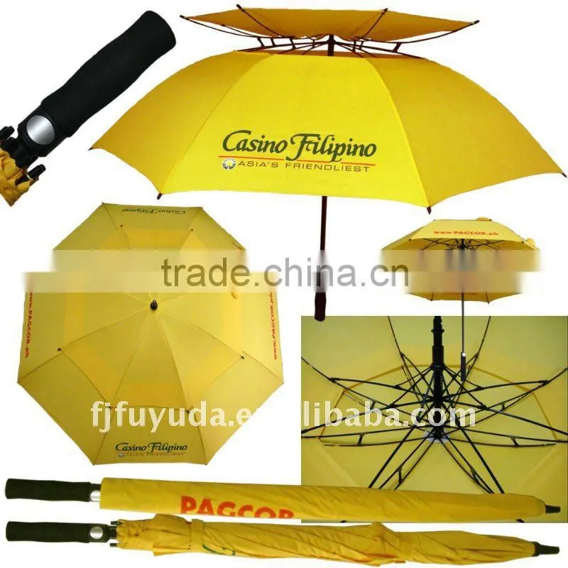big black double layers strong windproof golf umbrella