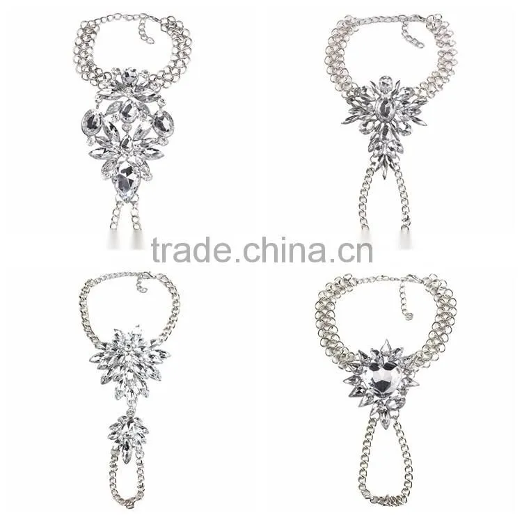 Crystal foot hand chain jewelry barefoot sandals anklet with toe ring