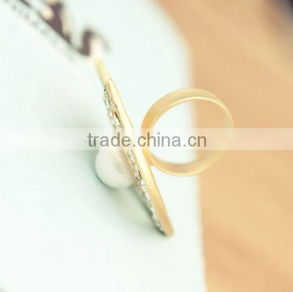 Fashion jewelry 2016 pearl eye front opening ring