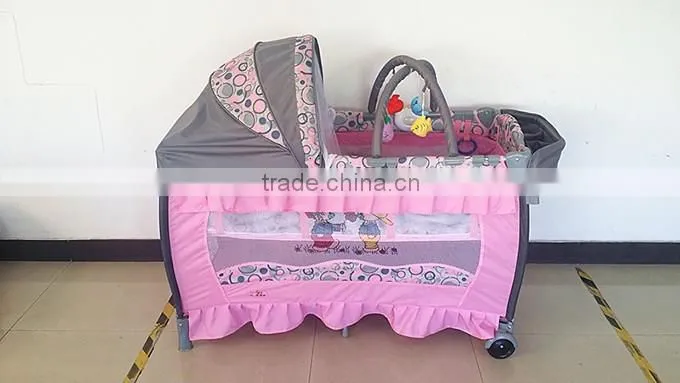 Baby cot bed with music, canopy baby travel cot, portable deluxe baby crib