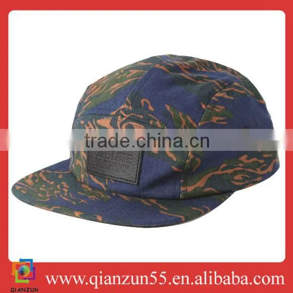 Wholesale high quanlity five panel cap camo flat bill cap camo 5 panel cap
