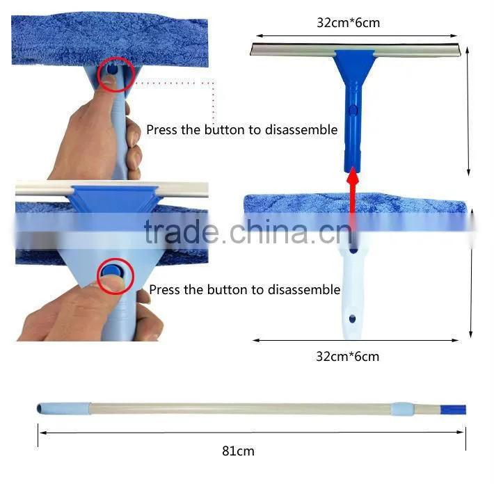 2014 New design microfiber window squeeze with telescopic handle