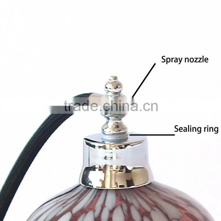 OUBOAO Handmade Circular Shape Purple Glass Airbag Sprayer Pump Perfume Bottle With White Point