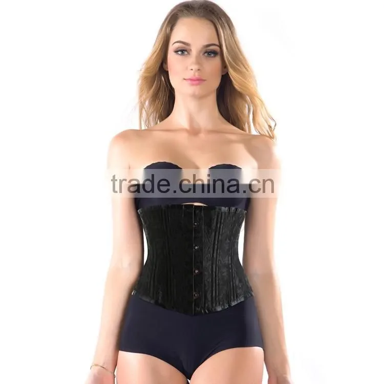 women brocade 24 double steel boned corset tight waist cincher corset