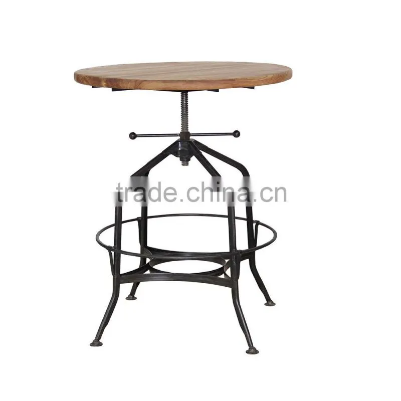 Modern Industrial adjustable height wooden coffee table