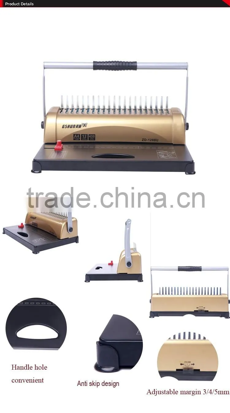 Double handles comb binding machine for office