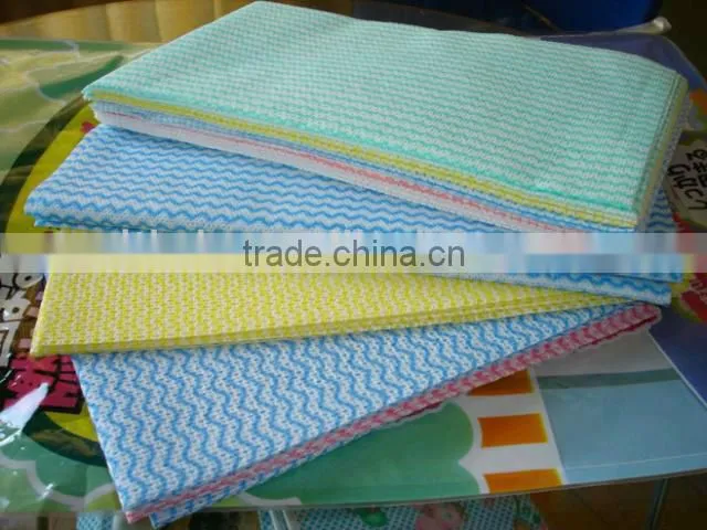 spunlace nonwoven fabric with wavy line printed ,nonwoven cleaning cloth