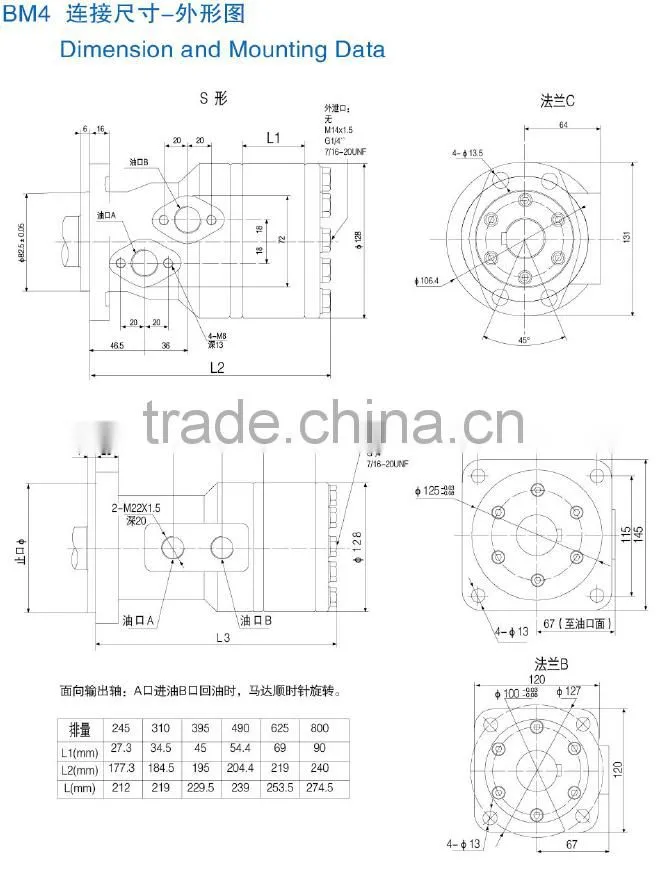 JSD Manufacturer of BM4 Series hydraulic motors with axial distribution