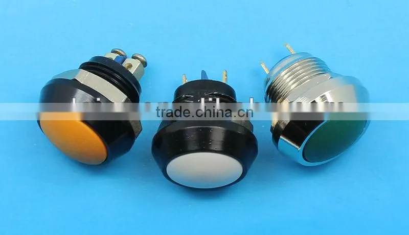 12mm metal body plastic head anti vandal push button switch
