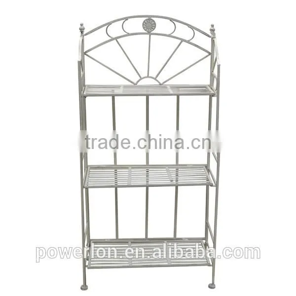 POWERLON white antique 3-tier metal storage garden shelf flower plant stand