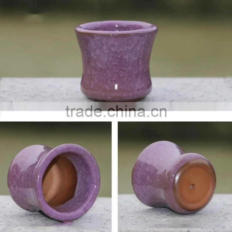 Whosale various colours smail decoration ceramic flower pots with hole for succulent plant