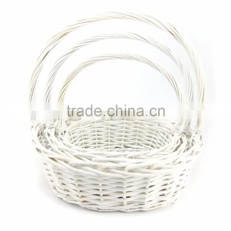 White Wicker Tall Hamper Basket Set or Single! Moses Shopping Wedding Wicker Basket
