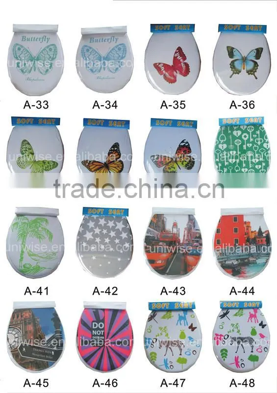 Adult PVC SOFT Printing Toilet Seat cover, 17"/19" PVC soft toilet seat, print toilet seat