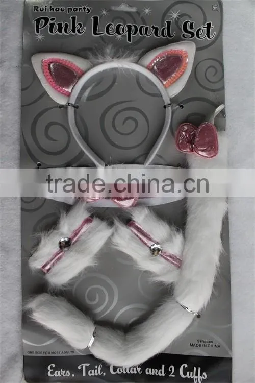 party catwoman cosplay sexy cat ear headband Cuffs Collar Tail set