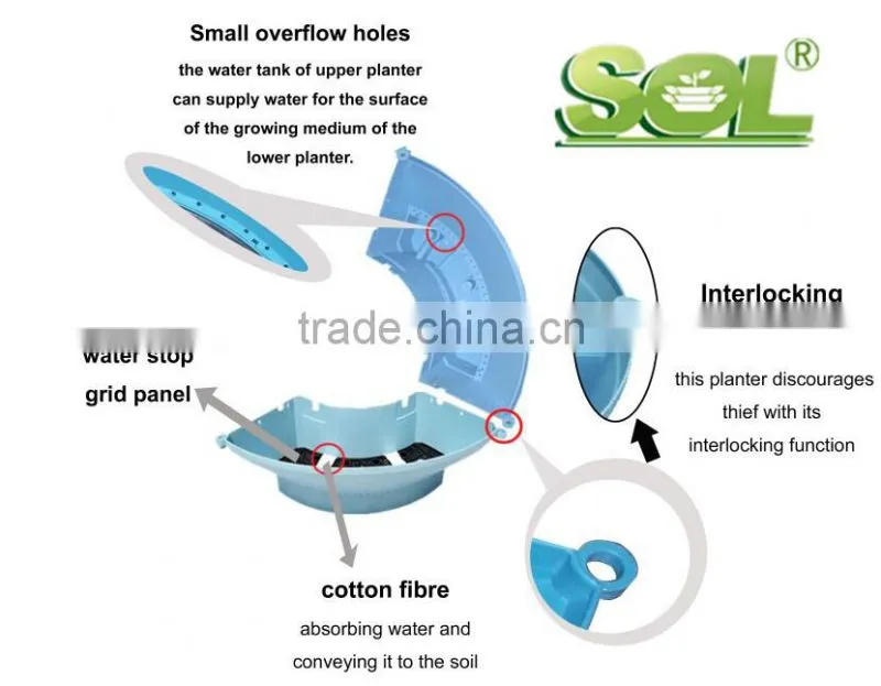 Plastic flower pots for lamp pole greening pots , planters for light pole decoration planter