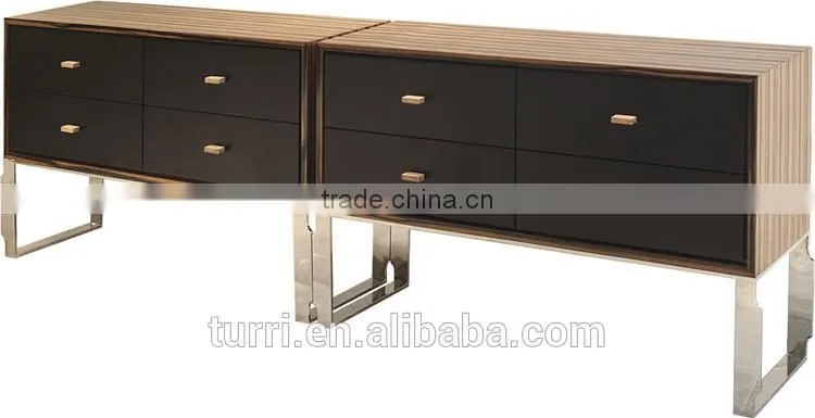 Modern Travertine design marble top wooden flower stand