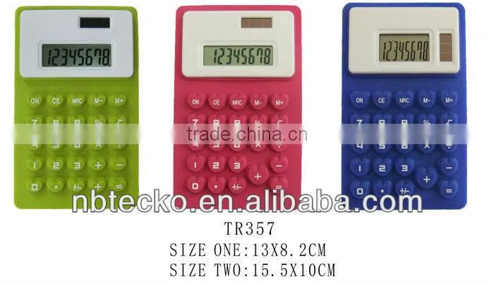 Good selling 8 digits solar and battery silicone calculator