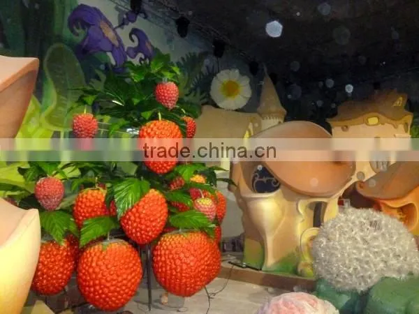 China wholesale manufacturer make PU fake fairy tale world decorative artificial huge raspberry fruits for decoration