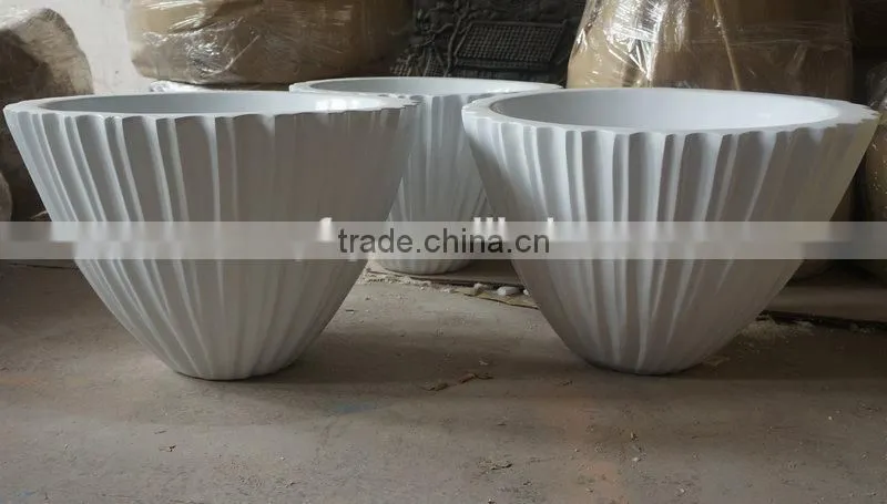 White FRP planter pot