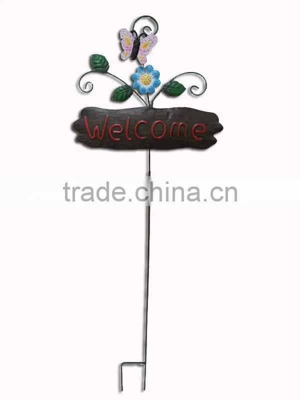 YS11669 Beautiful butterfly garden stakes wholesale with welcome sign