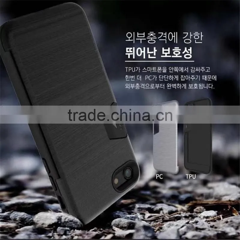 Ganada anti-skid card bumper/card pocket PC&TPU cell phone case for Iphone