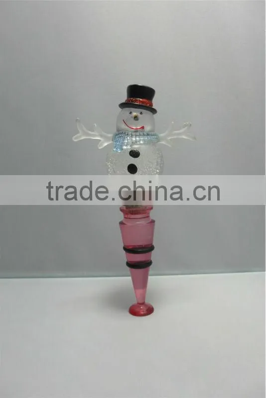 Snowman LED plastic silicone rhinestone christmas wine bottle stopper
