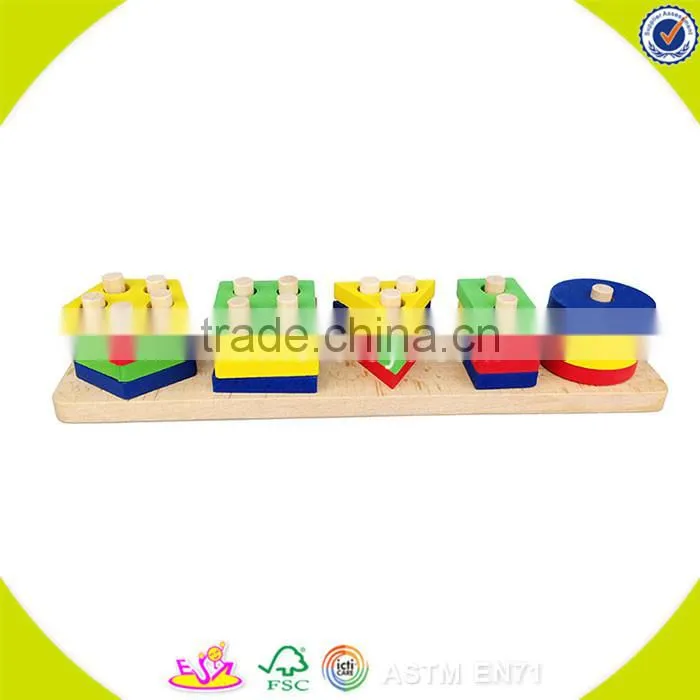 Wholesale cheap kids wooden vegetables stacking blocks toy educational baby wooden vegetables stacking blocks toy W13D078