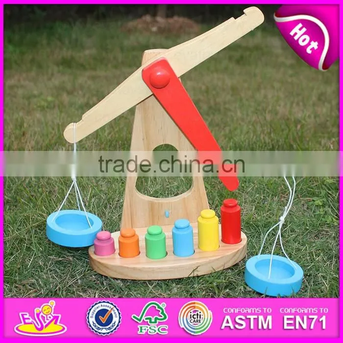 2015 Brand new wooden balance scale toy, balance wooden toy, preschool wooden balance scale toy W11F053