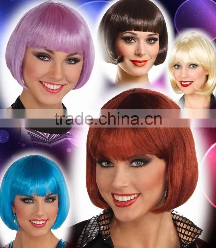 Women Sexy Synthetic Full Bangs Short Straight Wigs BOB Cosplay Party Wig