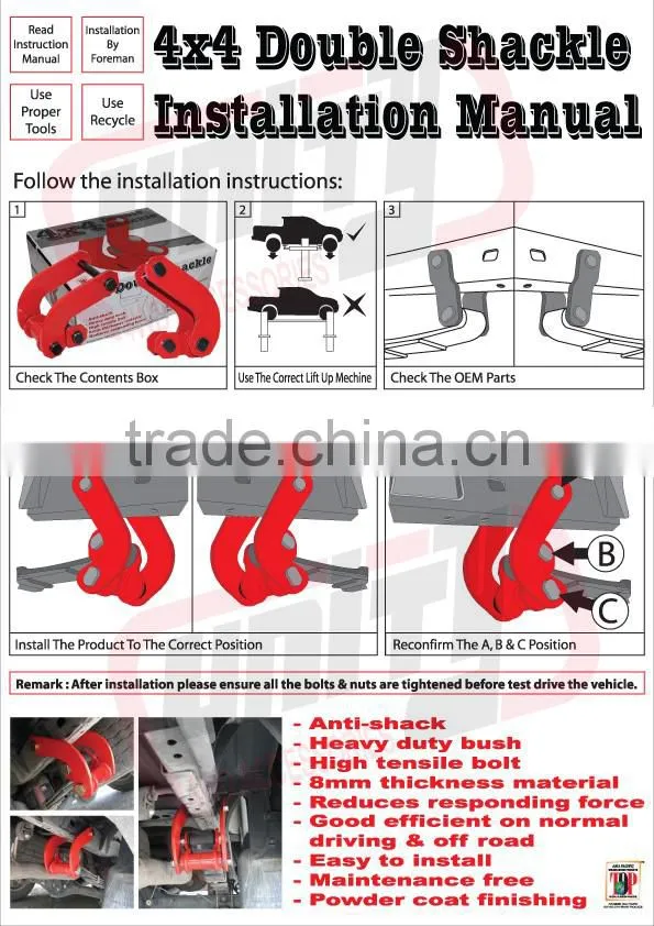 cheap factory price comfort shackle for Triton with 2" lift