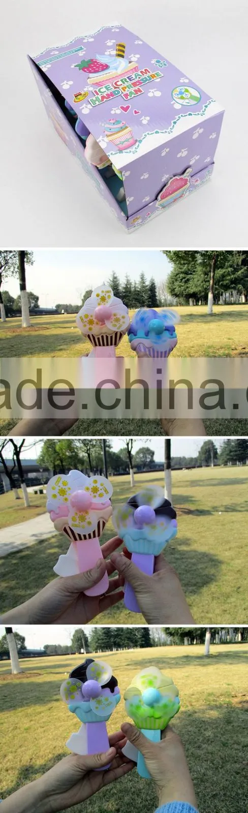 hot selling plastic ice cream hand pressure fan mini fan for kids
