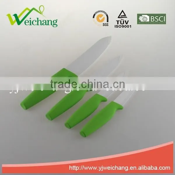 WCE7096 3pcs knife and 1pcs peeler set ,ceramic blade with TPR handle , hot sale high quality