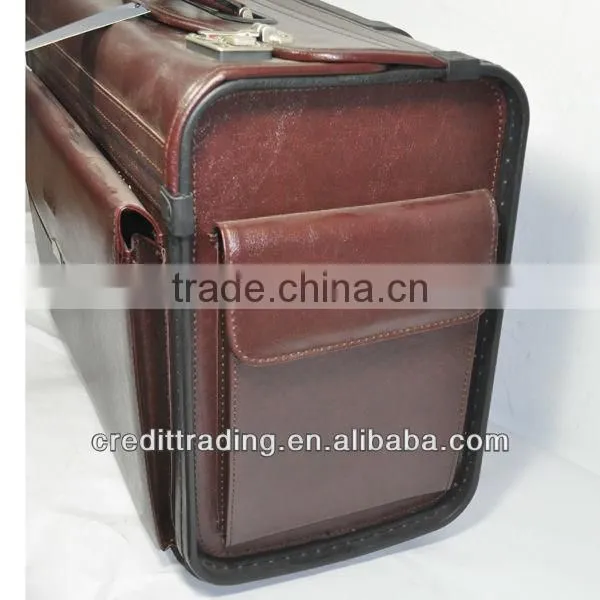 leather pilot trolley case
