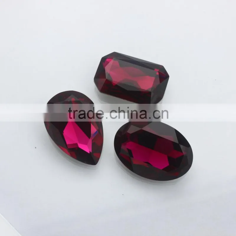 Factory price DZ-3002 decorative lead free oval light siam crystal stone for garment accessories