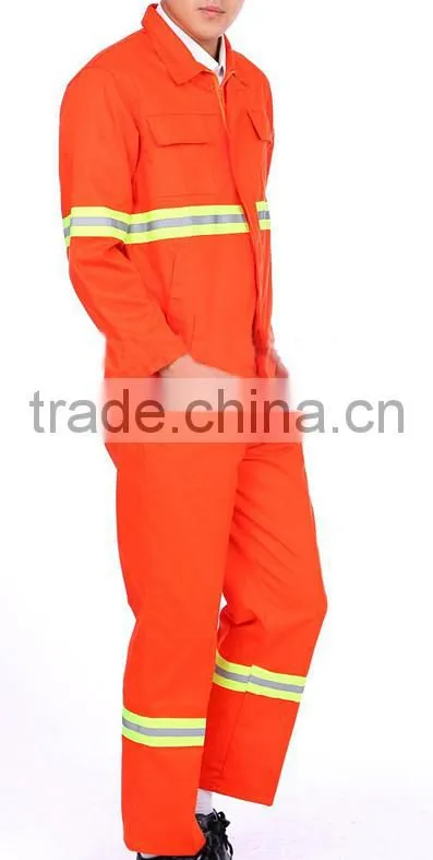 orange and green reflective two pieces construction man's dustman workwear uniform
