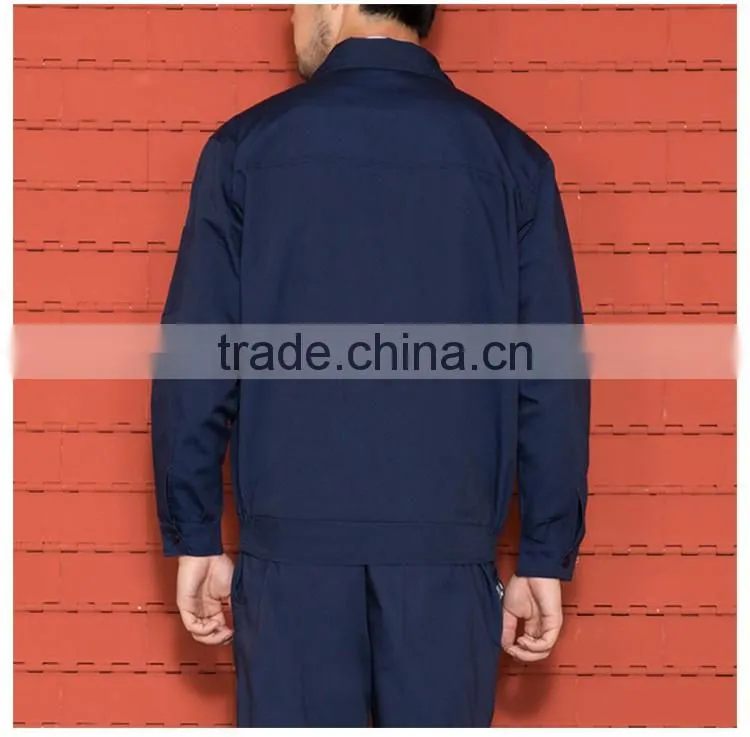 Unisex Navy Blue Cotton Twill With Zip Flap Buttons Work Jacket