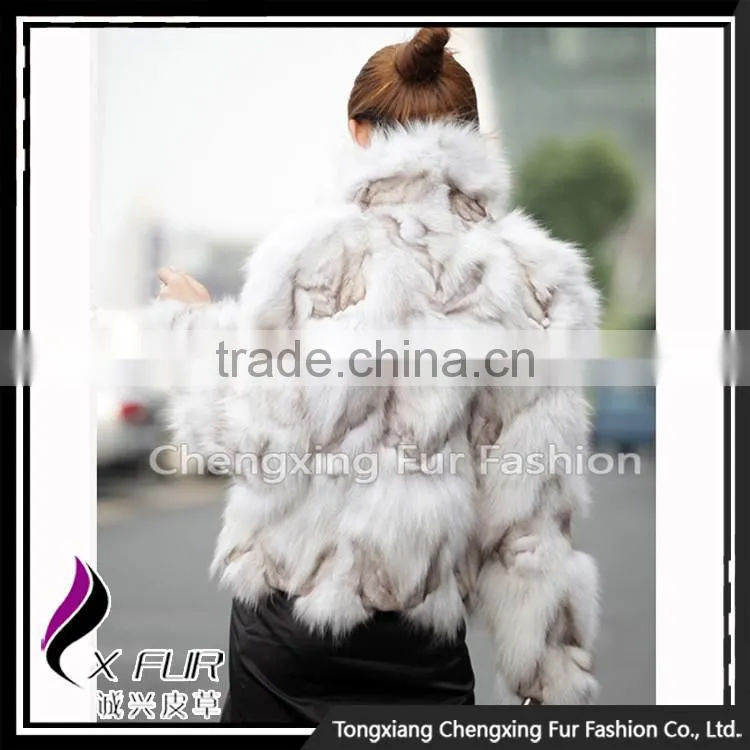 CX-G-A-260 Women Fashion Fox Fur Collar Fox Fur Real Fur Winter Jacket