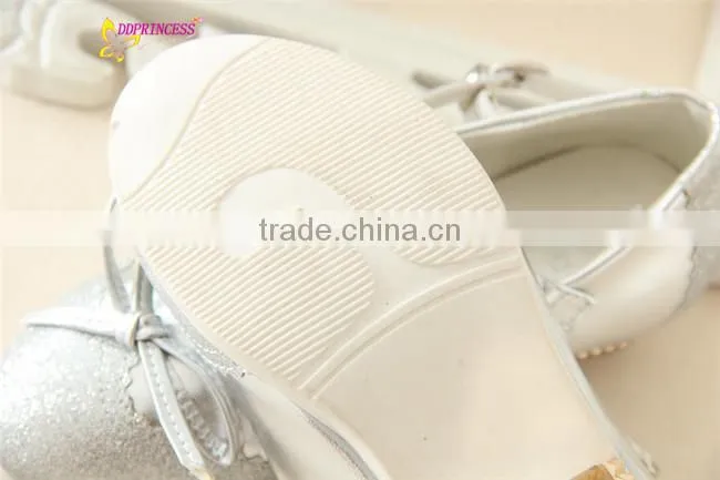 kids silver shoes girls shoes party wearing low heel fashion little girls shoes good quality sweet girls dress
