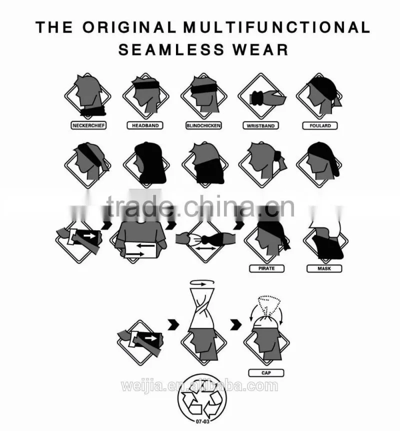 Tube multifunction seamless bandanas