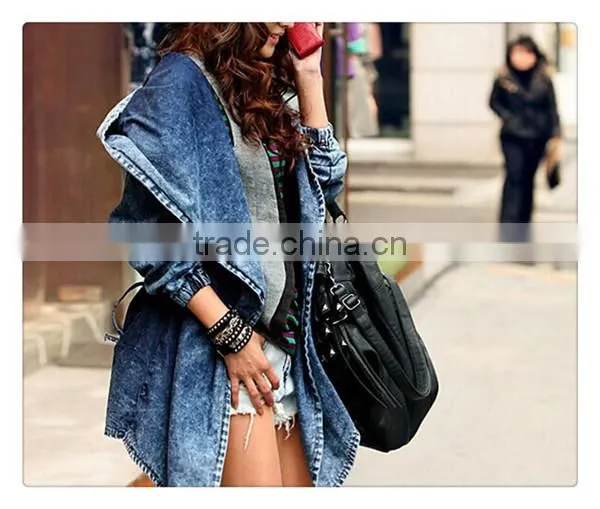Spring new design european style women oversize hooded denim trench coat