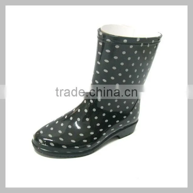 pvc transparent rain boots for lady